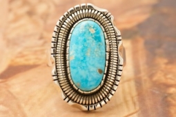 Genuine Blue Kingman Turquoise Sterling Silver Ring